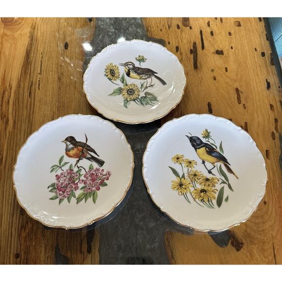 Schuman Arzberg Germany Porcelain Bird Plates Set of 3 Bavaria E & R - Picture 2 of 8